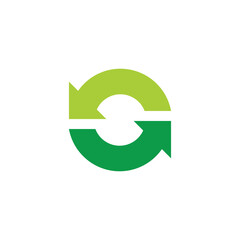 green recycle arrow rotate clean design logo vector
