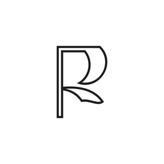 letter f stripes ribbon outline logo vector