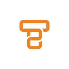letter t2 simple linked geometric lines logo vector