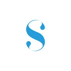 letter s drop blue water simple curves logo vector