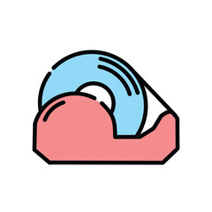 Tape Dispenser Icon Flat Design Illustration of Adhesive Tape for Office and Craft Projects