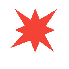 Red Starburst Shape – Abstract Hand-Drawn Explosion Icon Illustration
