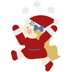 怒るかわいい女の子のサンタクロース