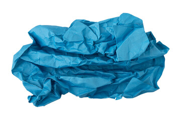 Obraz premium Blue crumpled paper isolated on transparent background