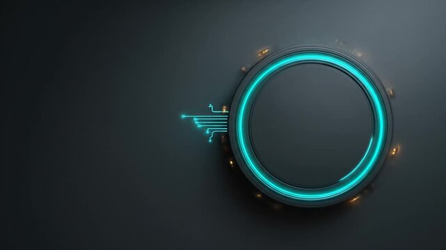 Abstract technology design with glowing circle and circuit elements