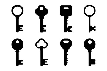 silhouette of   elegant  antique key, lock access security protection