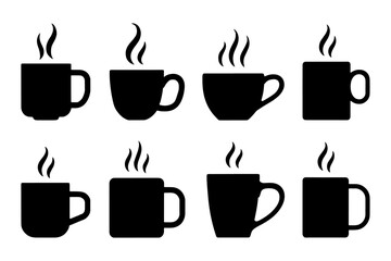 Silhouette of coffee cup with rising steam