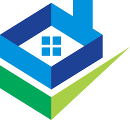 Obraz premium real estate concept on home icon square vector logo