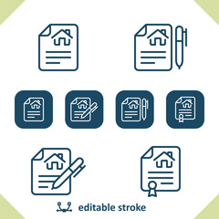Lease Agreement Icons. Mortgage, Contract, Document Icon