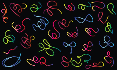 Abstract Neon Ribbons on Black
