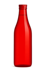 Red glass bottle on transparent background