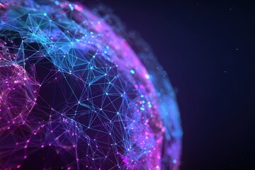 Low Poly 3D Globe with Glowing Network – Futuristic Vector Earth for Tech, UI & Global Branding