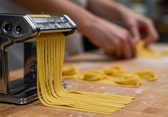 Making fresh pasta with a pasta machine