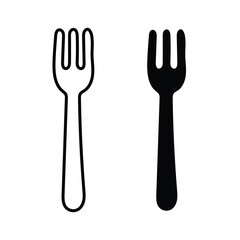 Fork Icon Variations: Clean and minimalist illustrations showcase the simple elegance of a fork, ideal for graphic design, and culinary projects. 