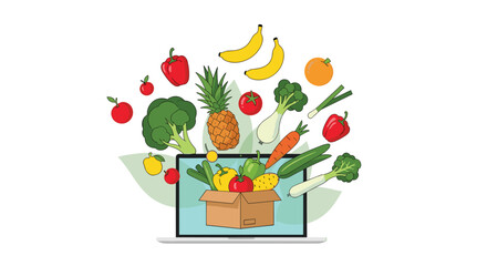 Ordering fresh produce and healthy groceries online for convenient delivery.