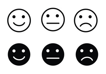 Emotions Expressed: A collection of expressive smiley faces, each conveying a distinct emotion—joy, neutrality, and sadness—designed with elegant simplicity. 