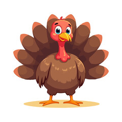Cute cartoon character illustration for thanksgiving celebration with turkey