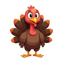 Cute cartoon character illustration for thanksgiving celebration with turkey