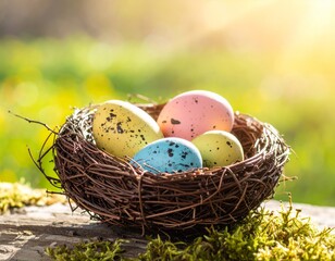 Obraz premium Easter eggs in bird nest