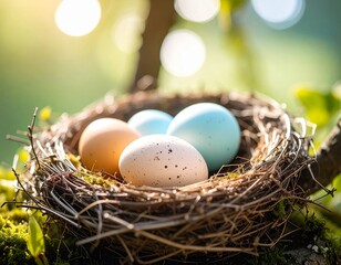 Obraz premium Easter eggs in bird nest