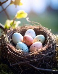 Obraz premium Easter eggs in bird nest