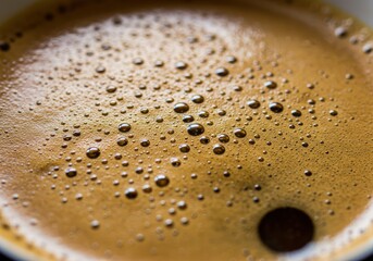 Close-up of a rich, dark espresso with bubbles.