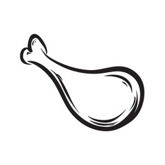 Fototapeta premium Simple outline sketch of a roasted meat drumstick.