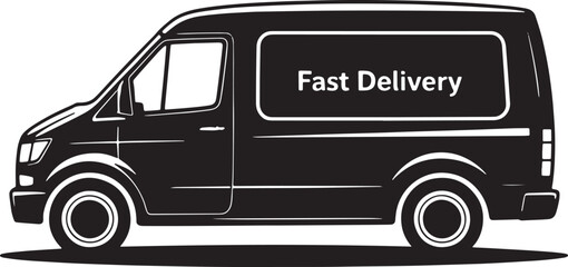 Fast Delivery Silhouette Vector Illustration, Express Transport Service Design