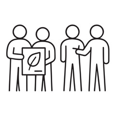 Environmental Activist Group with Leaf Sign Icon