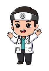 Cute Cartoon Doctor Character Illustration png clear alpha channel cutout isolated on transparent background
