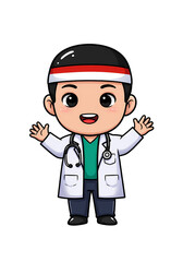 Cute Cartoon Doctor Character Illustration png clear alpha channel cutout isolated on transparent background