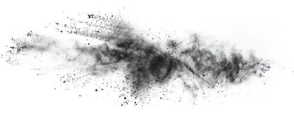 Black dust powder explosion with light background for special effect overlays