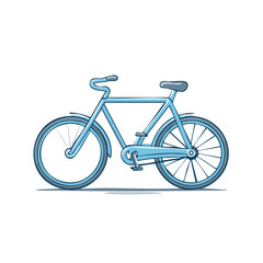 Obraz premium Stylish Blue Bicycle Illustration, Cartoon Style Commuter Bike, Simple Graphic Artwork for Leisure or Transportation