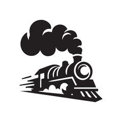 steam train rushing forward vector silhouette clip art logo design illustration