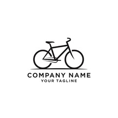 Minimalist black and white vector illustration of a bicycle, featuring a clean, modern design suitable for a logo or icon.