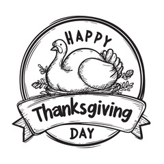 Obraz premium Sketch logo with a roasted turkey and 