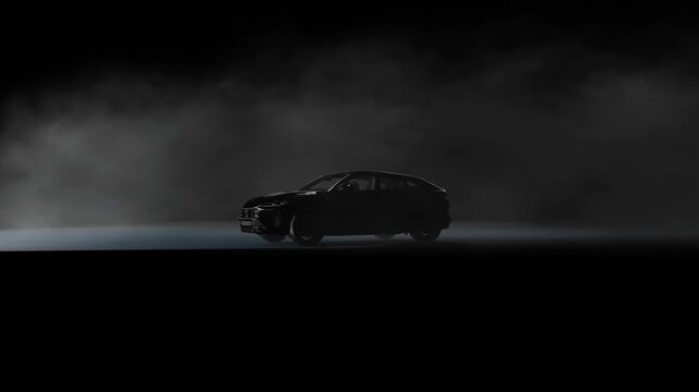 Modern Black Suv Revealed In A Dark Studio