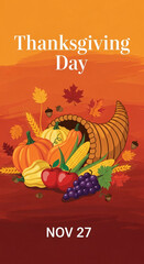 Obraz premium Thanksgiving background with turkey, Thanksgiving social media graphic design