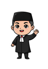 Cute Cartoon Indonesian Judge Character Illustration png clear alpha channel cutout isolated on transparent background