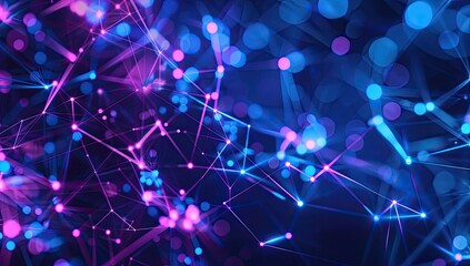 Abstract Connections Digital nodes, network links, bokeh lights. Tech Background