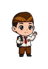 Cute Cartoon Indonesian Student Character png clear alpha channel cutout isolated on transparent background