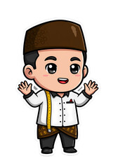 Cute Cartoon Indonesian Tailor Character Illustration png clear alpha channel cutout isolated on transparent background