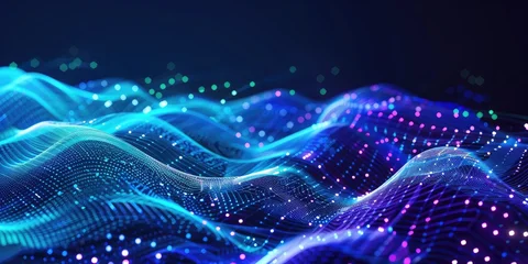 Fototapete Fraktale Wellen Abstract Data Waves  Connection Stream  Background Use for Tech  © ELVY