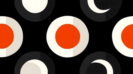 An abstract and visually striking pattern featuring overlapping circles in a monochrome color scheme with bold contrasts