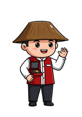 Cute Cartoon Man in Traditional Outfit Holding Diamond png clear alpha channel cutout isolated on transparent background