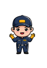 Cute Cartoon Mechanic Character Illustration png clear alpha channel cutout isolated on transparent background