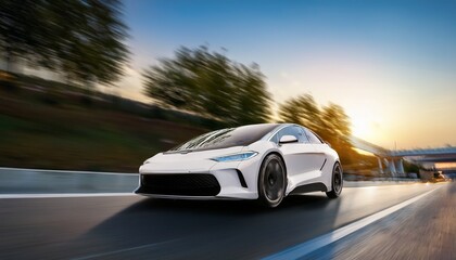 Fototapeta premium futuristic white car in motion