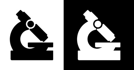 black and white illustration of a microscope icon