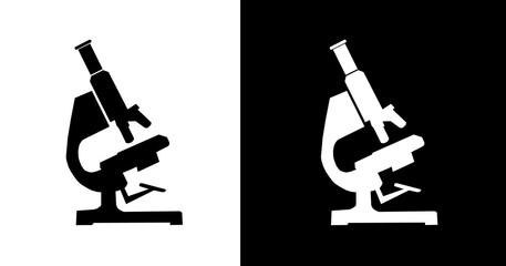 black and white illustration of a microscope icon