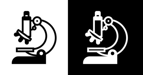 black and white illustration of a microscope icon